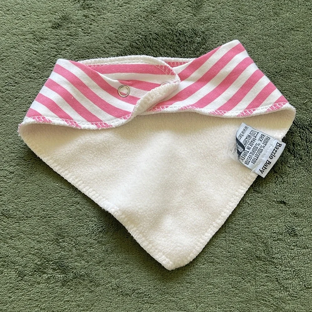 Bazzle Baby Pink and White Striped Bib
